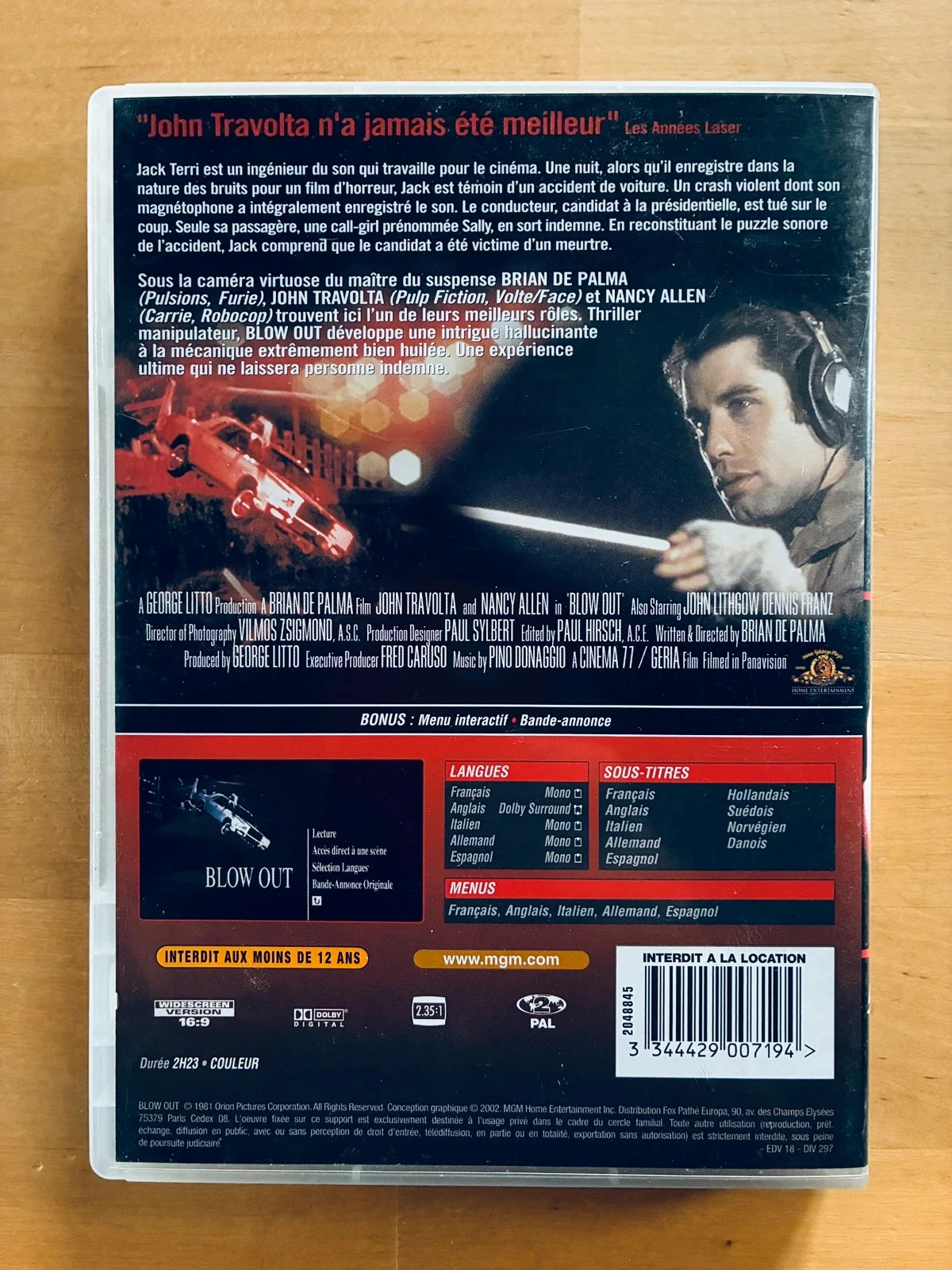 DVD Blow Out by Brian de Palma. – photo 3